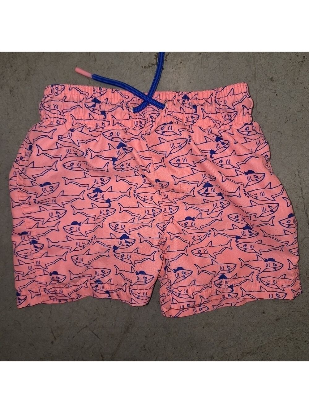 Cat and Jack Boys 2T Shark Swim Shorts Pink Blue